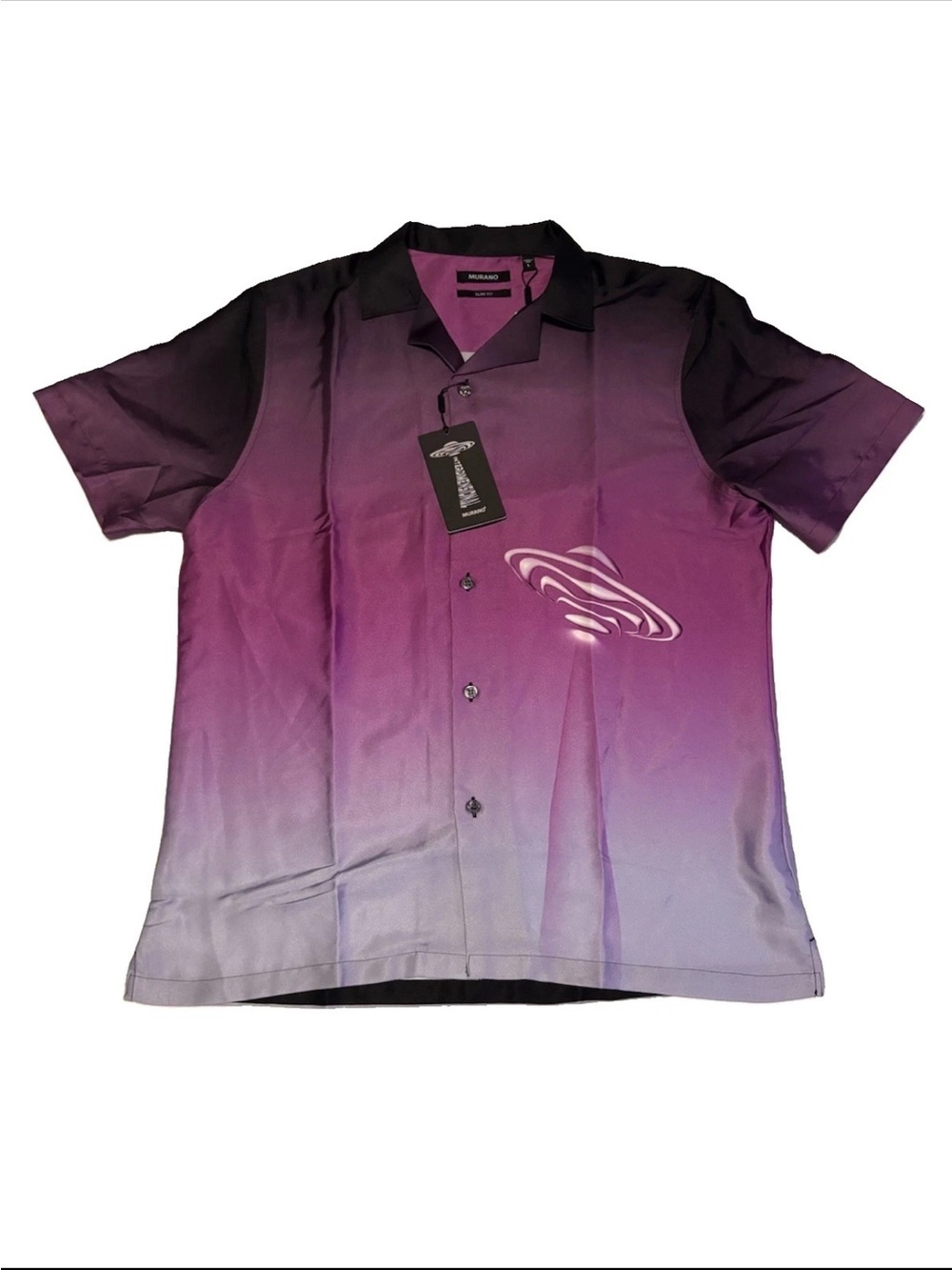Murano Mens L Slim Fit Ombre Interdimensional Shirt Purple Black Ufo Camp